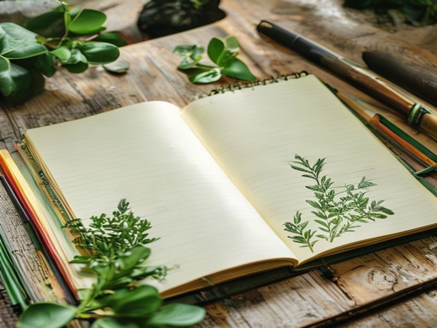 Planleggingskalender og notisbok på skrivebord